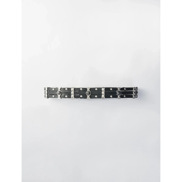 NWT Maje Amino Black Stud Leather Belt SZ 3 Large Decorative Crystal Adjustable - Picture 3 of 11